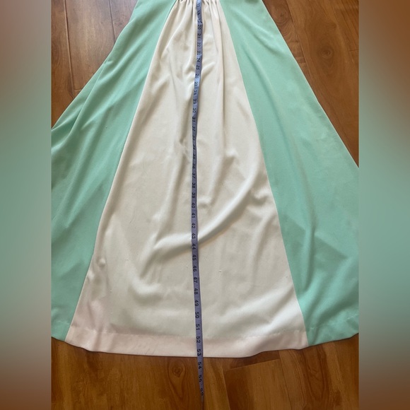Gorgeous Vintage Boho Light Seafoam Green & White Sleeveless Maxi Dress Small - Picture 10 of 10